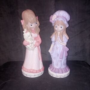 Vintage Ceramic 1980 Painted Girls 12 in Handmade